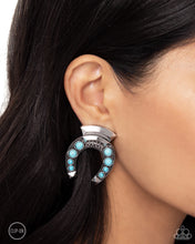 Load image into Gallery viewer, Harmonious Horseshoe Blue Earring