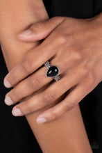 Load image into Gallery viewer, Rainbow Raindrops Black Skinny Band Ring