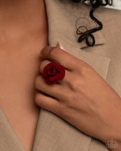 Load image into Gallery viewer, Relaxed Rosette Red Skinny Band Ring
