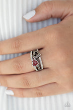 Load image into Gallery viewer, You Make My Heart BLING Red Skinny Band Ring