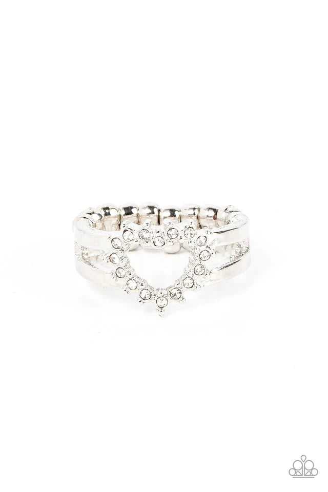 First Kisses White Skinny Band Ring