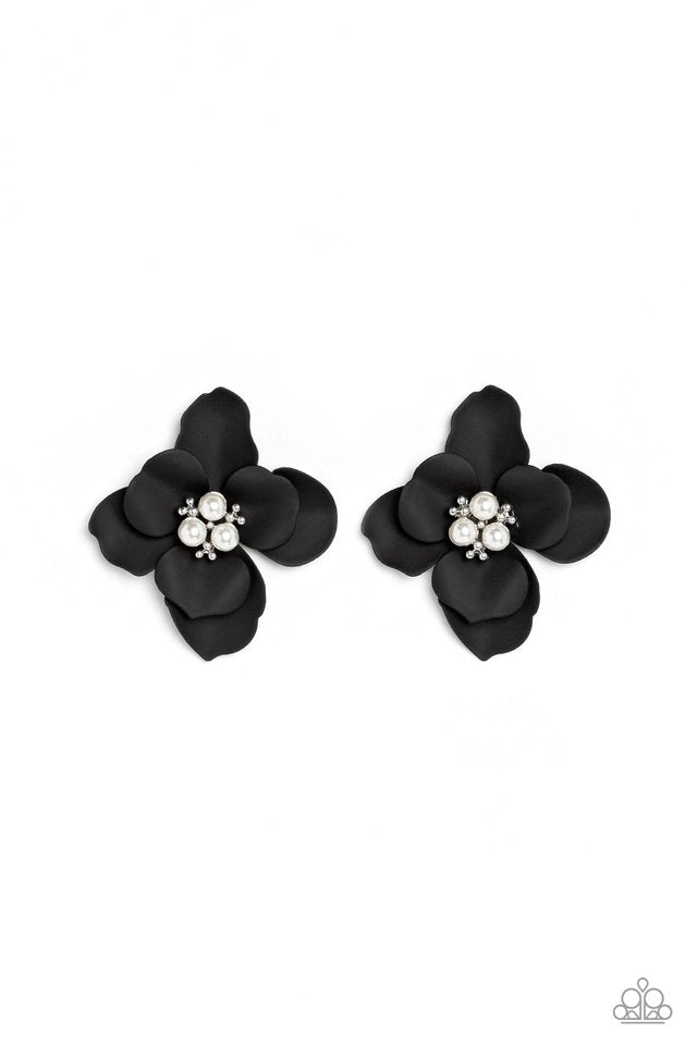 Jovial Jasmine Black Post Earrings