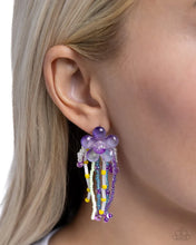 Load image into Gallery viewer, Japanese Blossoms Purple Seed Bead Earring
