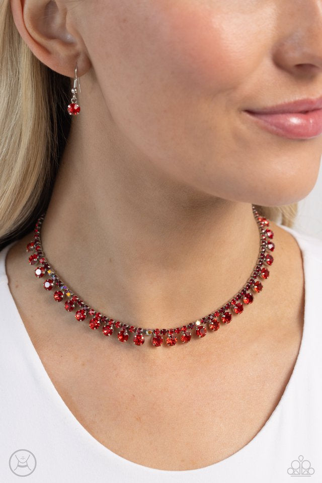 Ritzy Rhinestones Red Choker