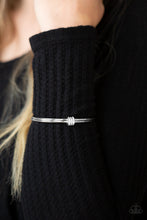 Load image into Gallery viewer, Roll out The Rhinestones White Bangle