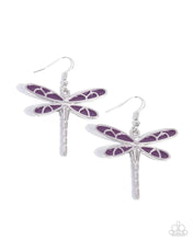 Load image into Gallery viewer, Dragonfly Descent Purple Earrings