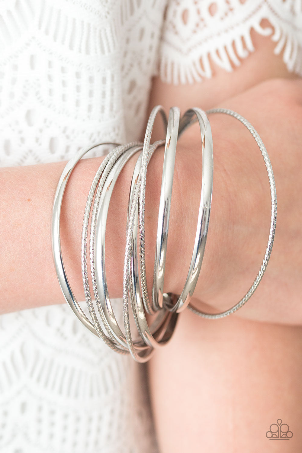 Drop A BOMBSHELL Silver Bangles