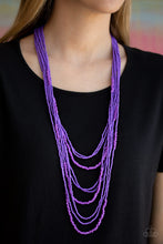 Load image into Gallery viewer, Totally Tonga Purple Seed Bead Necklace