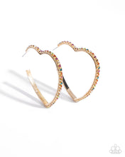 Load image into Gallery viewer, Halftime Hearts Multi/Gold Hoop Earrings