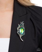 Load image into Gallery viewer, Peacock Pedigree Green Brooch