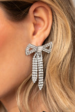 Load image into Gallery viewer, Just BOW With It White Earrings