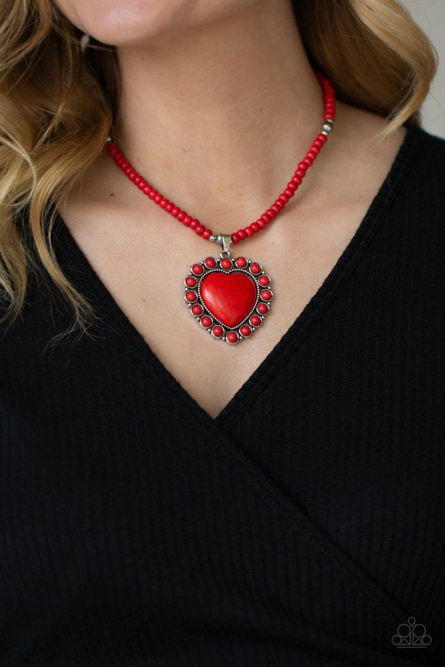 A Heart of Stone Red Necklace