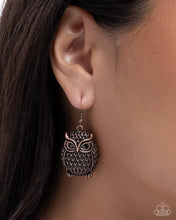Load image into Gallery viewer, Ostentatious Owls Copper Earrings