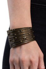 Load image into Gallery viewer, Mechanical Motif Brass Cuff Bracelet