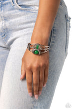 Load image into Gallery viewer, Peacock Plum Green Cuff Bracelet