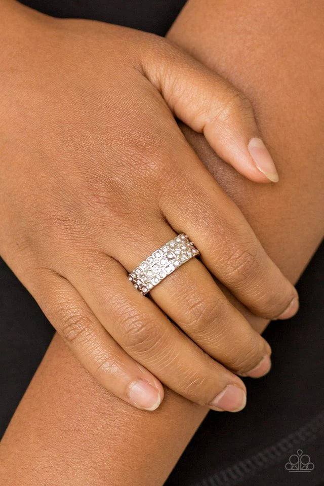 Feeling Fab-YOU-lous White Skinny Band Ring