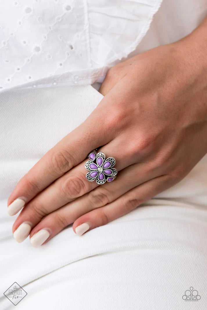 Fruity Florals Purple Skinny Band Ring