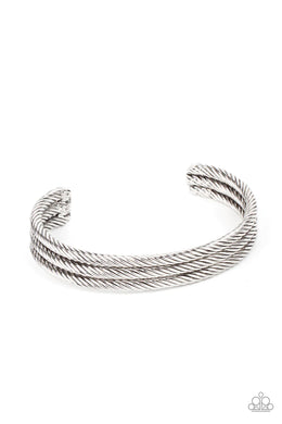 Armored Cable Silver Men’s Cuff