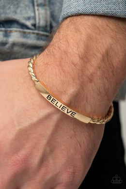 Keep Calm and Believe Gold Men’s Cuff