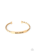 Load image into Gallery viewer, Keep Calm and Believe Gold Men’s Cuff
