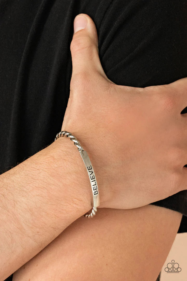 Keep Calm and Believe Silver Men’s Cuff