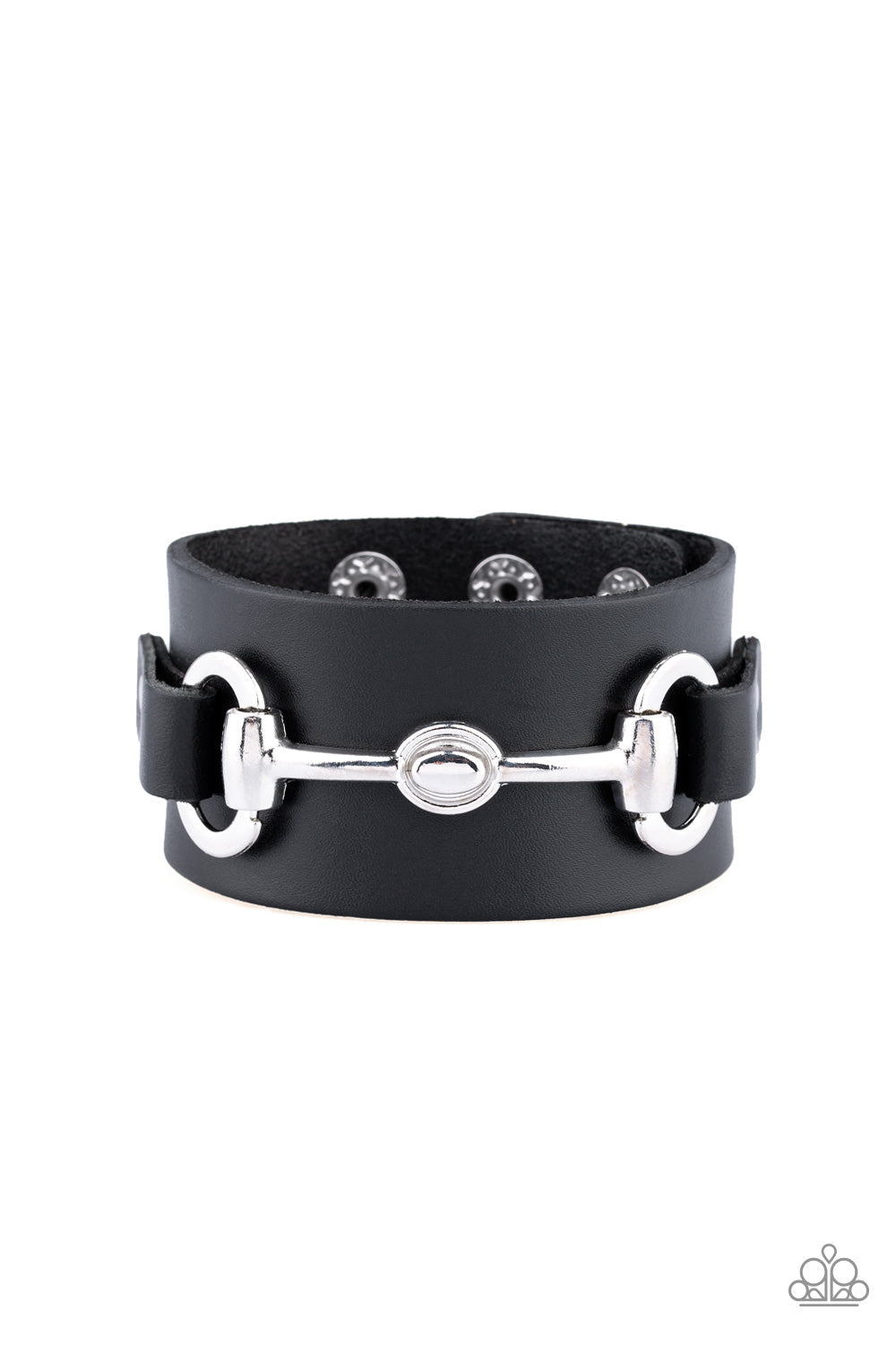 Biker Band Black Snap Bracelet
