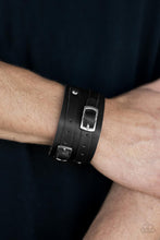 Load image into Gallery viewer, Bronco Bustin Buckles Black Snap Bracelet