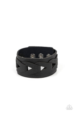 Horse and Carriage Black Snap Bracelet