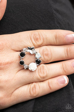 Butterfly Bustle Black Ring