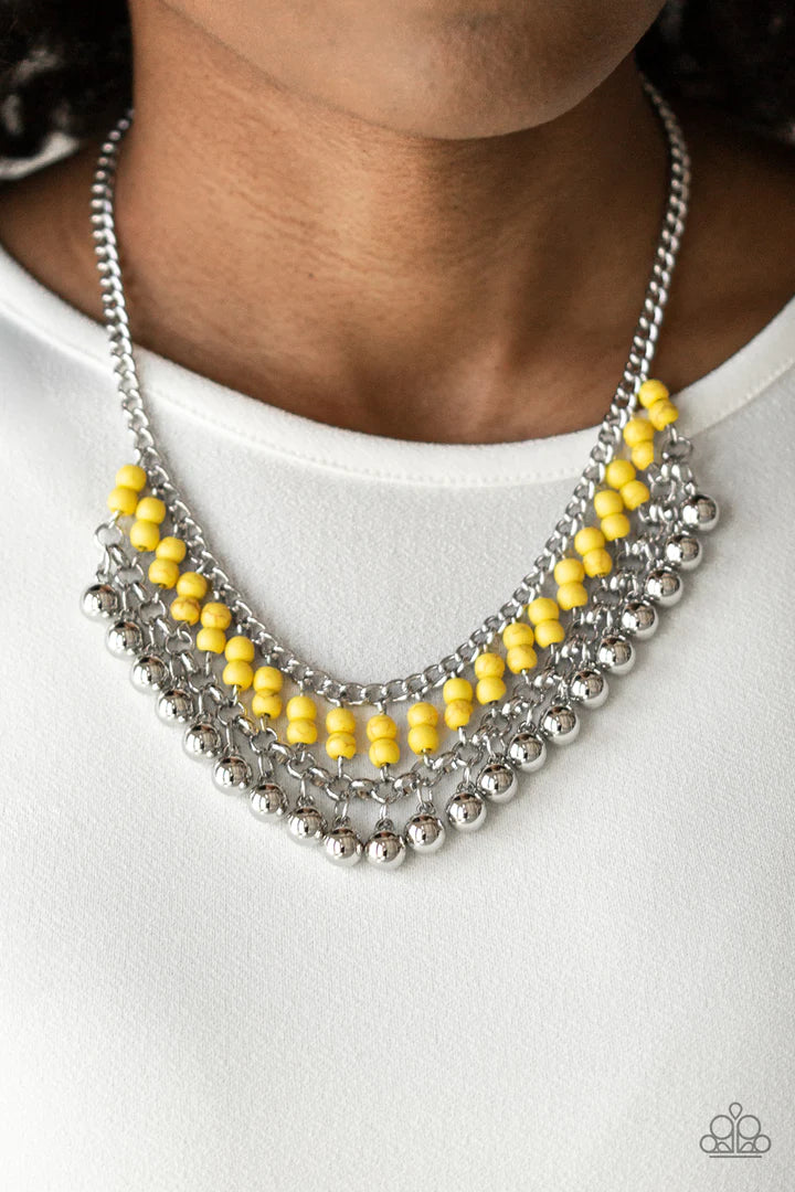 Beaded Bliss Yellow Necklace