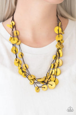 Bermuda Beach House Wood Yellow Necklace