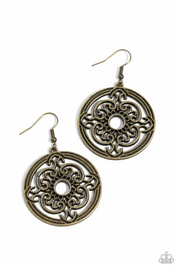 Mandala Meditation Brass Earrings