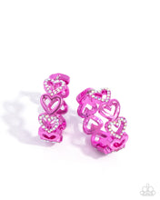 Load image into Gallery viewer, Historic Hearts Pink Hoop Earrings