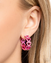 Load image into Gallery viewer, Historic Hearts Pink Hoop Earrings