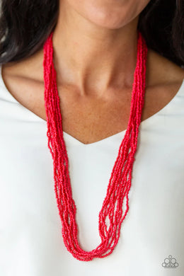 Congo Colada Red Seed Bead Necklace