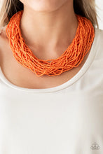 Load image into Gallery viewer, The Show Must Congo On Orange Seed Bead Necklace