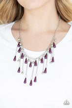 Load image into Gallery viewer, Fleur de Fringe Purple Necklace