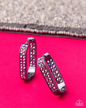 Load image into Gallery viewer, Sinuous Silhouettes Red Iridescent Gunmetal Hinge Hoop Earrings