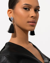 Load image into Gallery viewer, Iconic Zebra Black Post Tassel Earrings