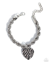 Load image into Gallery viewer, Striped Sentiment Black Bracelet