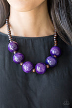 Load image into Gallery viewer, Oh My Miami Purple Wood Necklace
