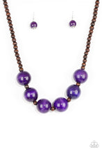 Load image into Gallery viewer, Oh My Miami Purple Wood Necklace