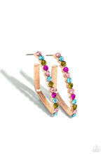 Load image into Gallery viewer, Triangular Tapestry Rose Gold Hoop Earrings