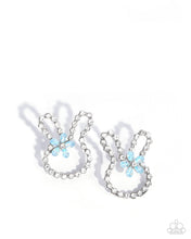 Load image into Gallery viewer, Bunny Backdrop Blue Earrings