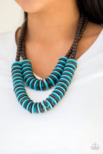 Load image into Gallery viewer, Dominican Disco Blue Wood Necklace