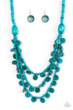 Load image into Gallery viewer, Safari Samba Blue Wood Necklace