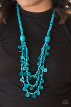 Load image into Gallery viewer, Safari Samba Blue Wood Necklace