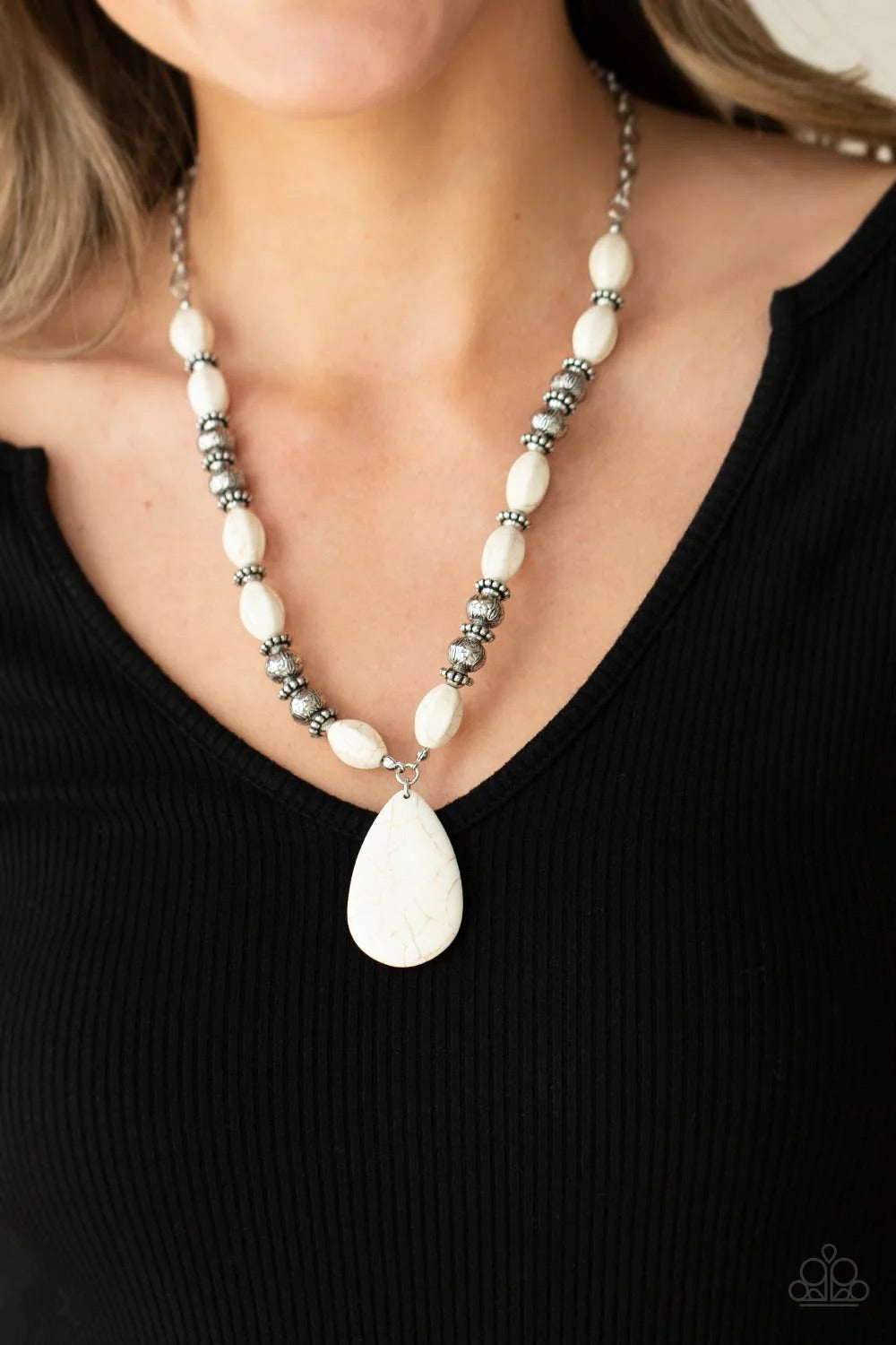 Blazing Saddles White Necklace