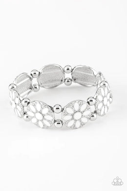 Dancing Dahlias White Bracelet