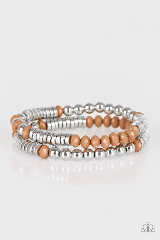 Downright Dressy Brown Bracelet